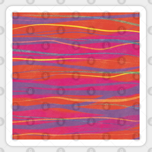 Pink, orange, yellow, violet watercolored horisontal striped pattern Sticker by marina63